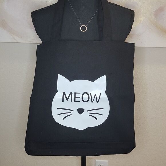 Black Canvas Graphic Meow Tote Bags 🐈 😻 - Picture 8 of 10